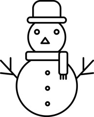 Isolated Snowman Wearing Scarf And Cap Icon In Line Art.