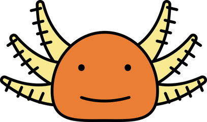 Orange And Yellow Ajolote Cartoon Character Icon.