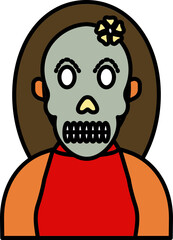 Catrina Woman Cartoon Character Colorful Icon.