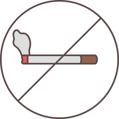 No Smoking Icon In Red And Gray Color.