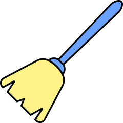 Broom Icon In Blue And Yellow Color.