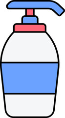 Dispenser Pump Bottle In Blue And White Color.
