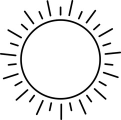 Black Outline Illustration Of Sun Icon.