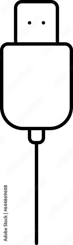 Sticker isolated usb cable icon in black outline.