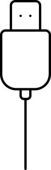 Isolated Usb Cable Icon In Black Outline.