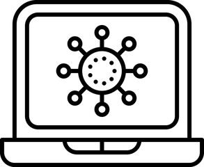 Fototapeta premium Linear Style Network Connection In Laptop Icon.