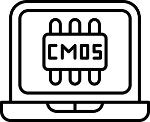 Linear Style Cmos In Laptop Icon.