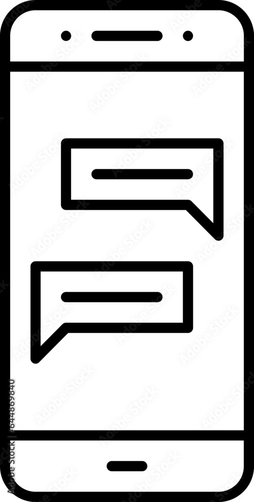 Poster linear style chatting message in smartphone screen icon.