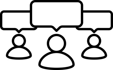 Group Chatting Icon In Black Line Art.