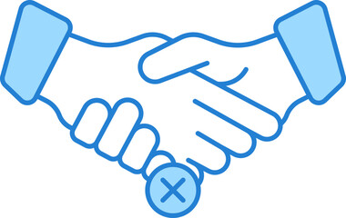 No Hand Shake Icon In Blue And White Color.