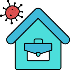 Work From Home For Virus Outbreak Protection Blue And Red Icon.