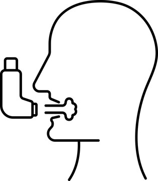 asthma inhaler use black outline clip art preview
