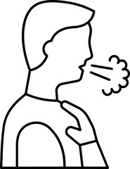Coughing Man His Hand Put On Chest Black Stroke Icon.
