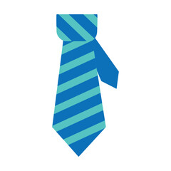 Blue striped tie vector. Business man accessory. Multicolored flat vector icon representing clothes concept isolated on white background