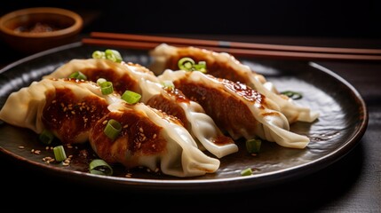 Delicious Beef Gyoza. Generative AI