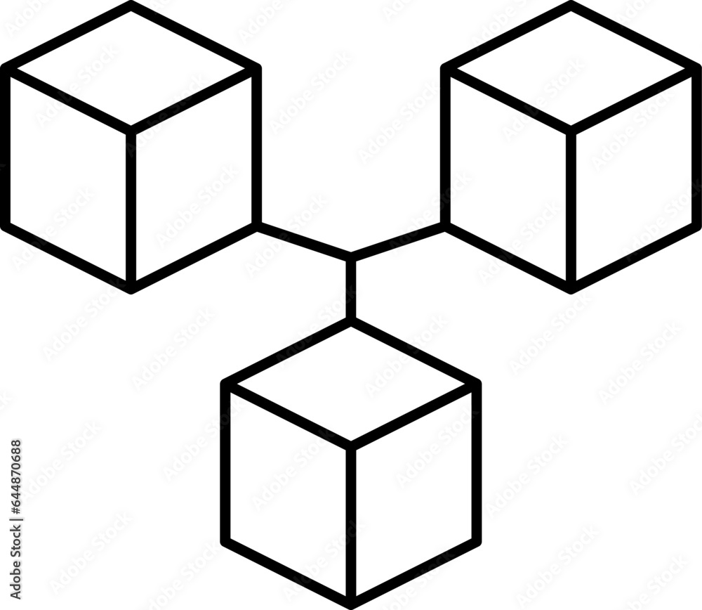 Poster black linear of blockchain icon or symbl.