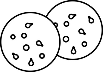 Black Linear Style Chocolate Chip Icon.