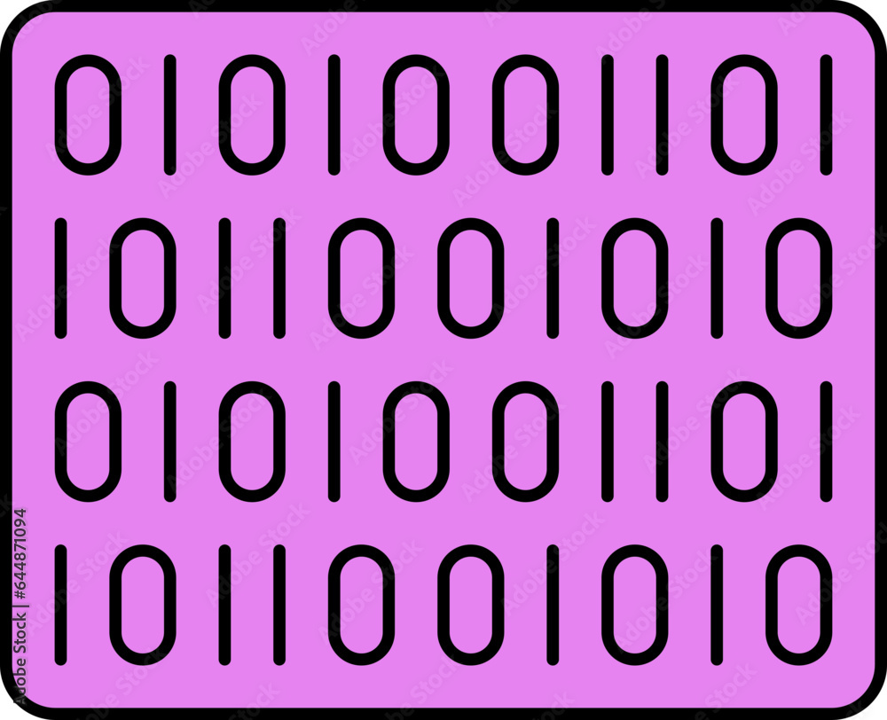Poster flat style machine code icon in pink and black color.