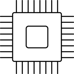 Black Stroke Illustration of Microchip Icon.
