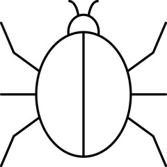 Isolated Bug Icon In Black Thin Line Art.
