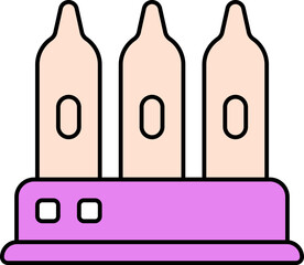 Flat Nixie Tube Icon In Peach And Pink Color.