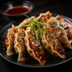 Delicious Beef Gyoza. Generative AI