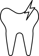 Black Thin Line Art Of Tooth Pain Icon.