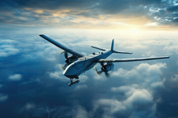 Fototapeta na wymiar High-Tech Military UAV Soaring Above Clouds