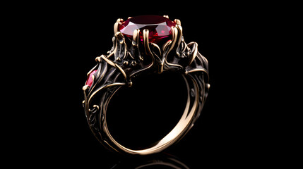 Red gemstone ring crafted in beautiful gothic style