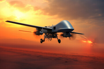 Fototapeta na wymiar Cloud-Cloaked Military Surveillance UAV