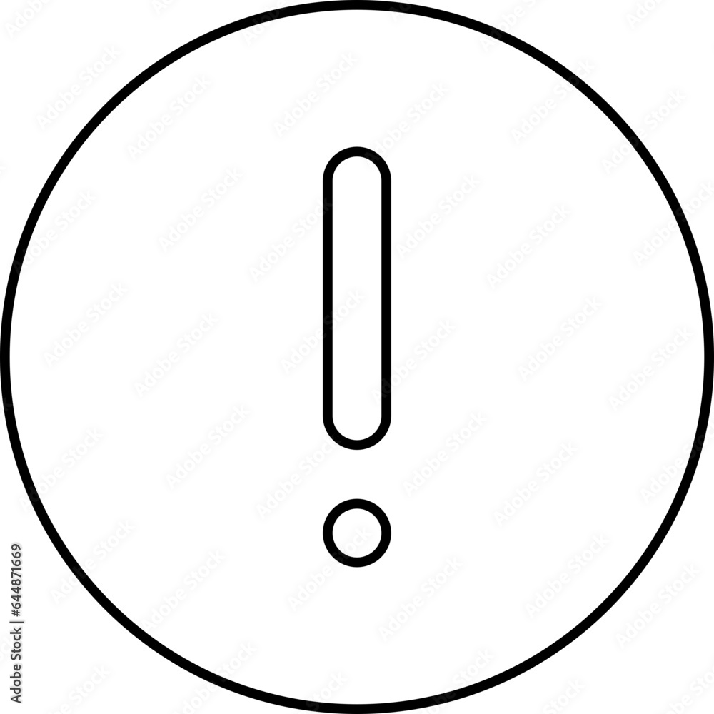 Sticker exclamation mark circle icon in line art.