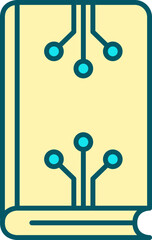 Digital Book Icon In Yellow And Turquoise Color.