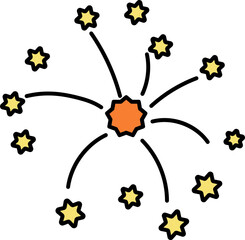 Orange And Yellow Firework Light Icon Or Symbol.