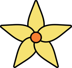 Isolated Yellow Flower Icon In Flat Style.