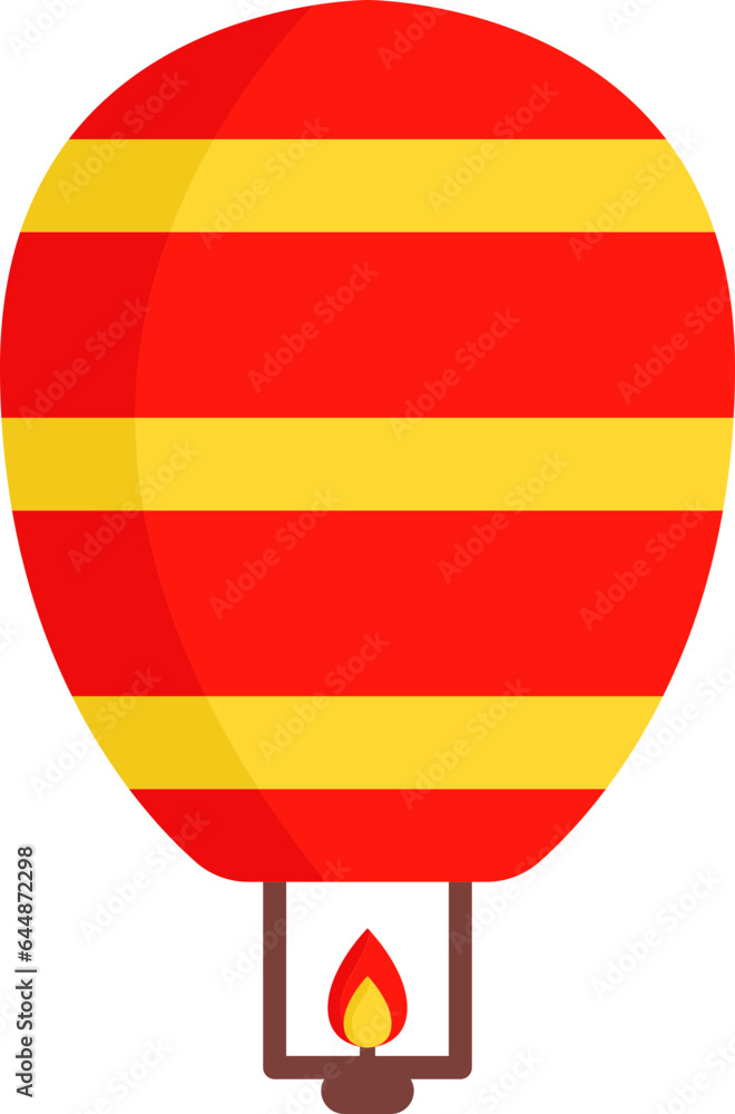 Sticker red and yellow colour sky lantern icon.