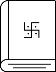 Swastika Symbol Book Icon In Line Art.