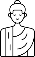 Isolated Buddha Icon In Line Art.
