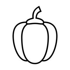 Delicious fresh pumpkin isolated on white. Seasonal harvest. Food pictogram symbol. Simple thin line black and white vector icon