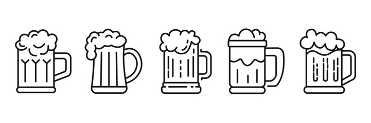 Beer mug line icon set, oktoberfest and alcohol, beer glass icon, alcohol drink. Isolated vector illustration	
