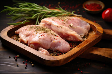 Delicious Raw Turkey Thigh with Spices