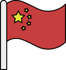 China National Flag Icon In Flat Style.