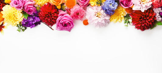 Beautiful colorful fresh flowers There is space to enter text. website decoration.