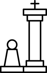 Linear Style Chess King And Pawn Icon.