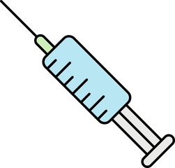 Flat Illustration Of Blue Syringe Icon.