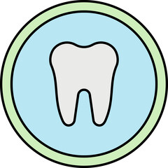 Isolated Tooth Symbol Circle Icon In Blue Green Color.