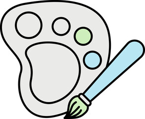 Flat Style Color Palette With Brush Green And Blue Icon.