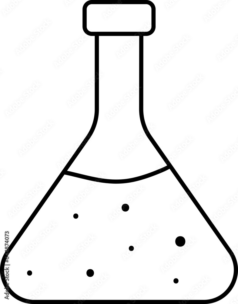 Wall mural Isolated Liquid Erlenmeyer Flask Line Art Icon.