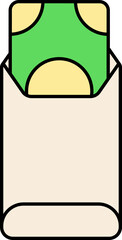 Money Cover Or Envelope Green And Yellow Icon.