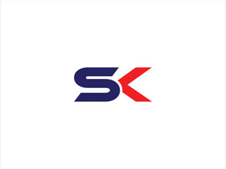 Sk modern minimal letter mark logo design. unique SK color full logo