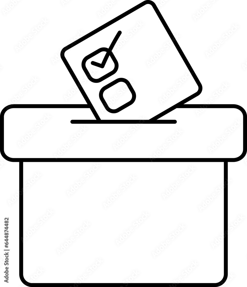 Poster check mark paper with voting box icon in stroke style.